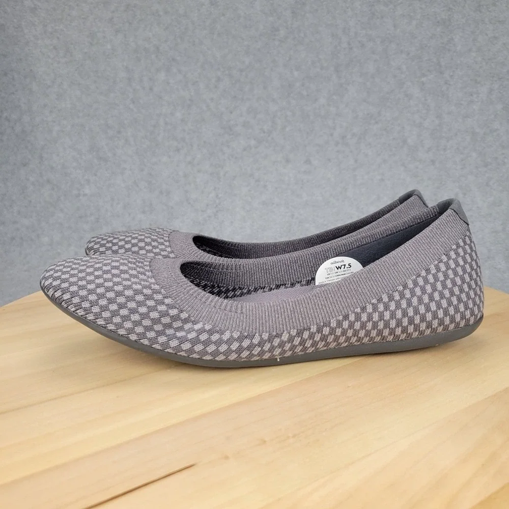 Allbirds Tree Breezers Grey‎ Checkerboard Ballet Flats Womens 7.5 Sustainable